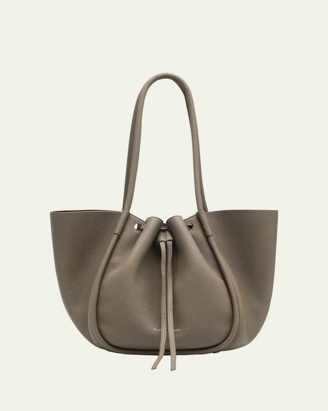 Large Ruched Pebbled Calfskin Tote Bag